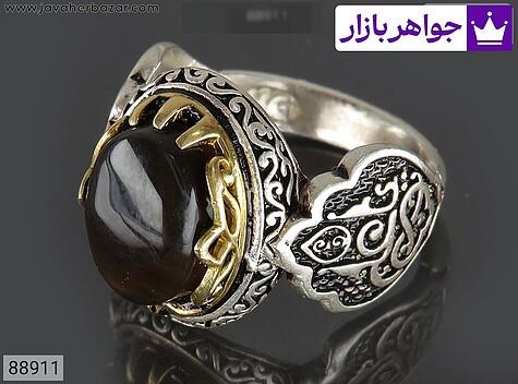 انگشتر نقره عقیق یمنی جزع بسیارزیبا مردانه [یا علی] - 88911